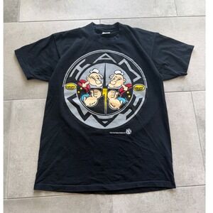 Vintage 1993 Popeye Lightning Bolt Shirt Mens Medium Black Single Stitch USA
